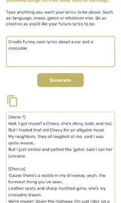 AI Lyrics Generator android App screenshot 0