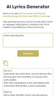AI Lyrics Generator android App screenshot 2