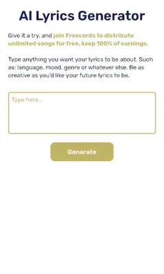 AI Lyrics Generator android App screenshot 4